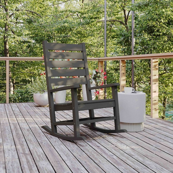 Flash Furniture Gray All-Weather Classic Outdoor Rocking Chair LE-HMP-2002-110-GY-GG - main